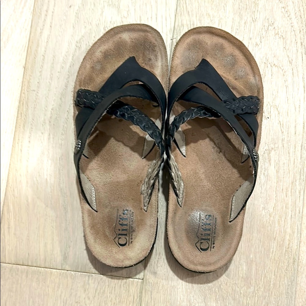 Cliffs Black Braided Sandals Sz 9